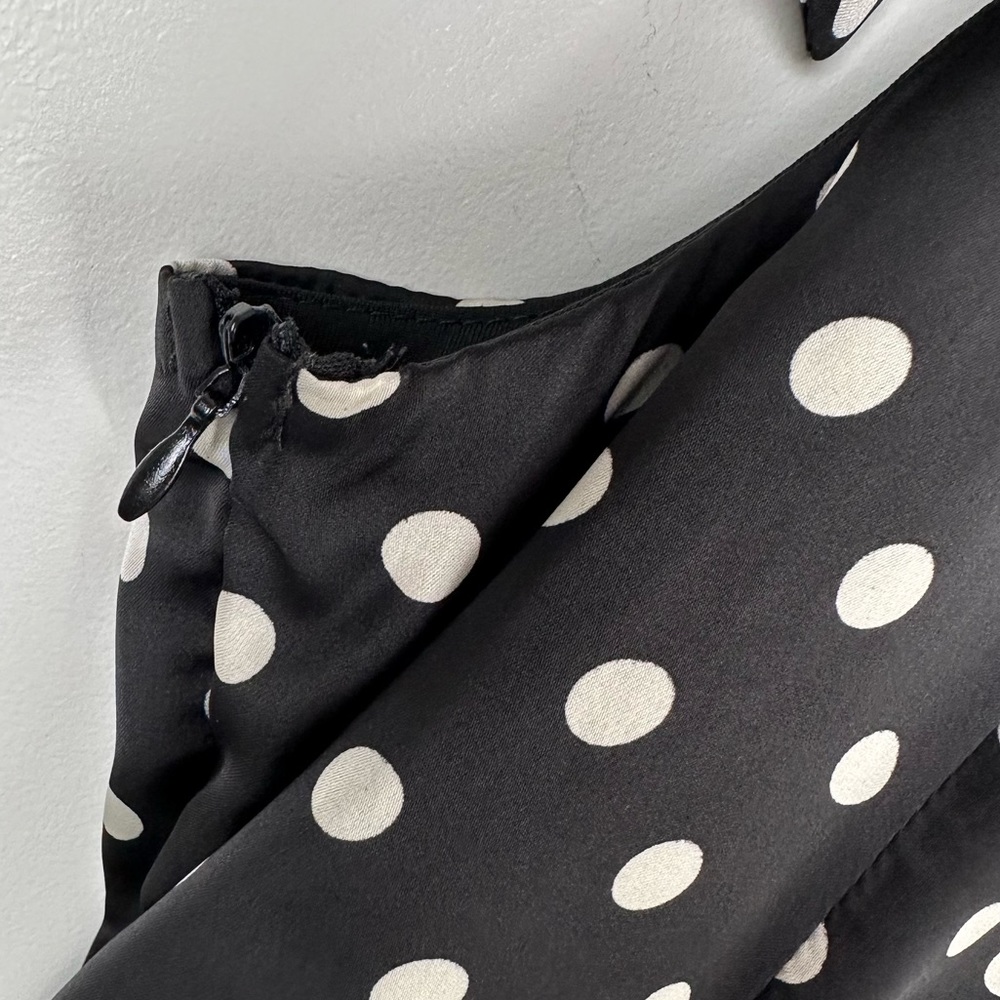 Aryah Polka Dot Retro Bow Detail Shoulder Square Neck MIDI Dress Size Me… - Picture 7 of 15